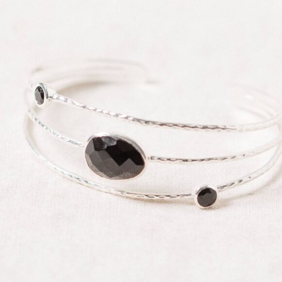 BLACK TOURMALINE GOLD OR SILVER BRACELET - Image 2