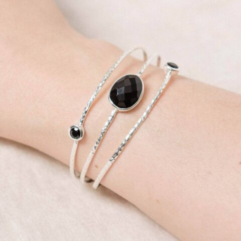 BLACK TOURMALINE GOLD OR SILVER BRACELET